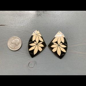 Large Vintage Clip-on Earrings with Floral Patterns